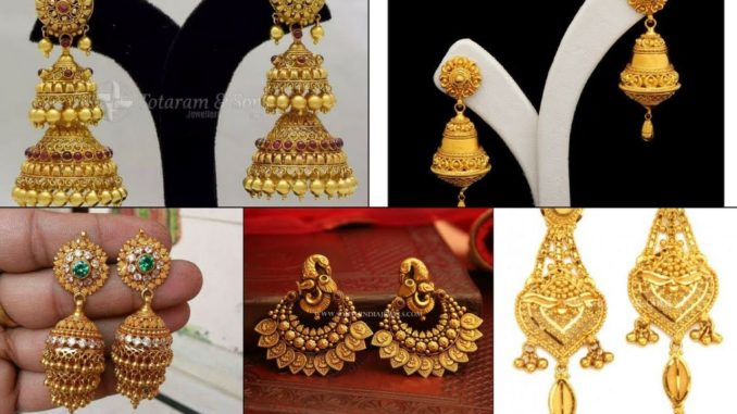 1Gram gold Jhumka earrings design 