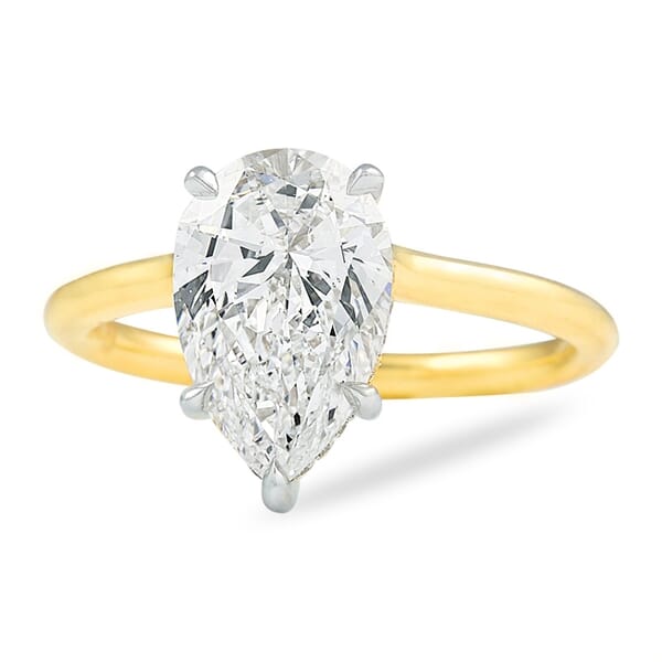 2.50 ct Pear Shape Diamond Yellow Gold Solitaire Ring