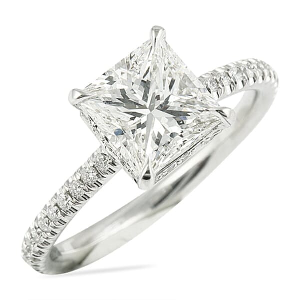 1.60 Carat Princess Cut Diamond Invisible Gallery™ Engagement Ring