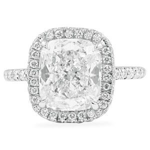 3.09 ct Cushion Diamond Platinum Engagement Ring
