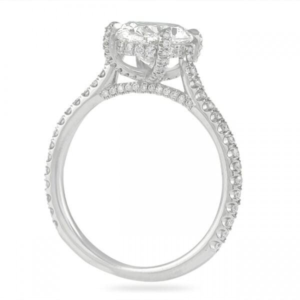 1.90 Carat Oval Diamond Platinum Cathedral Engagement Ring