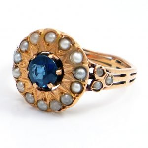 antique victorian sapphire pearl ring
