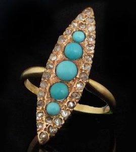Persian Turquoise & Rose Cut Diamonds c. 1890
