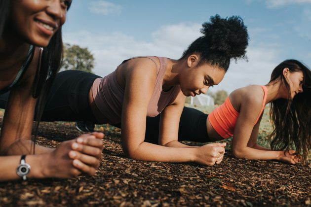 Goal setting: three women in an exercise class