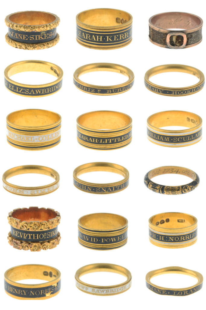 This incredible mourning ring collection spans 100 years and includes 63 gold and enamel Georgian and William IV mourning rings.
