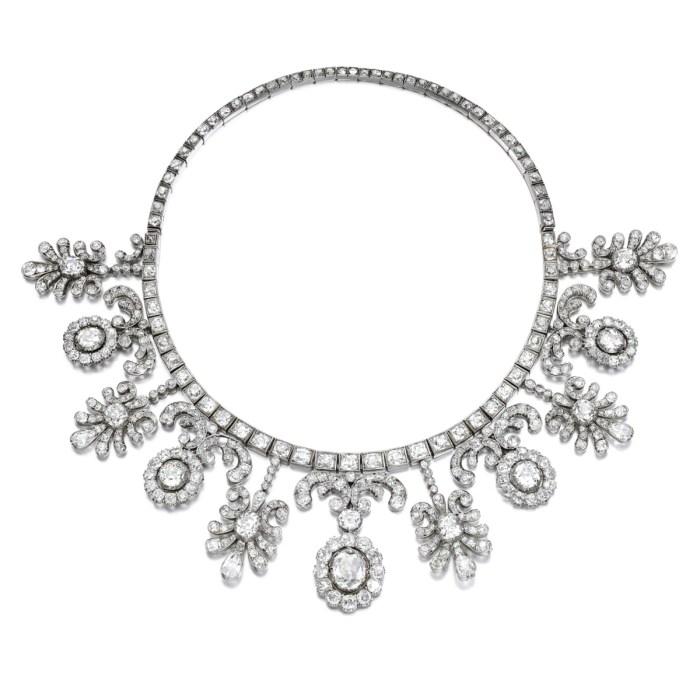 A diamond tiara and necklace, second half of the 19th century, Tiaras exhibition at Sotheby’s, June 2022