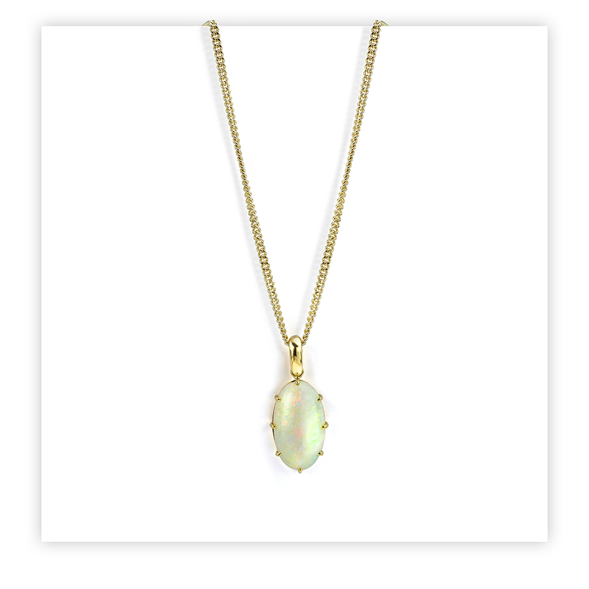 Octobers Birthstone - Opal pendant in 18ct Yellow Gold