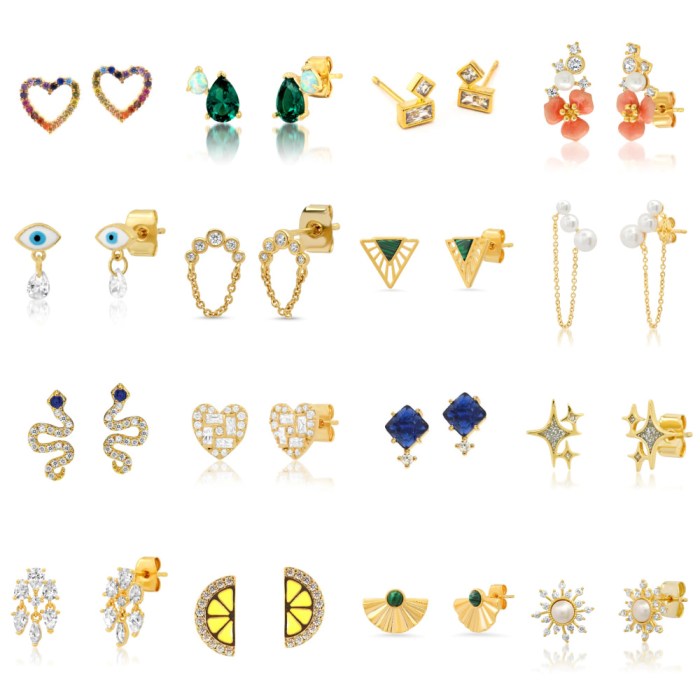 Stud earrings by Tai Jewelry Four rows of stud earrings.